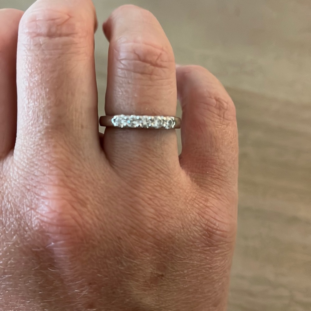 Size 6, platinum wedding band with diamonds